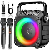 Karaoke Maschine Ankuka Karaoke Anlage mit 2 Mikrofonen für Erwachsene & Kinder Bluetooth...