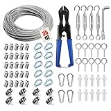 Angooni 74 pcs Stahlseil Kit, 35 m Verdickt 3 mm Edelstahl Drahtseil mit Stahlseil...