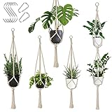 Makramee Blumenampel, 5er Set Blumenampeln Zum Aufhängen, Baumwollseil Hängeampel Beige,...