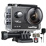 LeadEdge A20 Action Cam 4K/30FPS 20MP Unterwasserkamera Externes Mikrofon WiFi Anti-Shake...