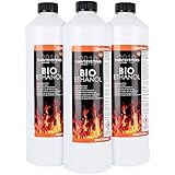 Bio Alkohol 100% 3 x 1 Liter - BIOETHANOL für Alkohol-Kamine, Tischfeuer, Ethanolkamine,...