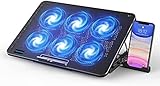 LIANGSTAR Laptop Kühler, 6 Leise Fans Gaming Laptop Cooler Kühlpads, 7 Höhenverstellbar...