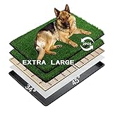 MEEXPAWS Extra große Hundetoilette aus Kunstrasen mit Tablett XL | 114×86 cm|2 Robustes...