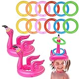 VIKSAUN 14 Stück Wurfspiel Flamingo Aufblasbare Ringwurfspiel Eltern Kinder Partyspiele...