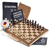FALKENWERK Magnetisches Schachspiel Holz [38x38 cm] - Handgefertigtes Schachbrett aus...