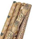 Geschenkpapier Set 5 Rollen je 2m x 70 cm Nature aus Recycling-Papier - Geburtstagspapier...