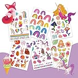 Papierdrachen 100 Metallic-Tattoos zum Aufkleben - Hautfreundliche Kindertattoos Einhorn...