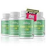 Vitabay Vitamin C Zink Tabletten 800 Vegane Tabletten 1000mg - Vitamin C hochdosiert Zink...