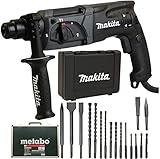 Makita Bohrhammer HR2470 im Koffer + Metabo Bohrer und Meisel-Set 17 TLG