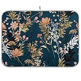 Marineblaue Abtropfmatte Herbst Blumen Abtropfmatten für Küche Theke...