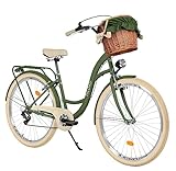 Komfort Fahrrad Citybike Mit Weidenkorb Damenfahrrad Hollandrad Retro, 26 Zoll,...