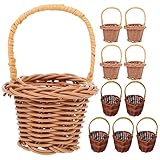 jojofuny 10 Stücke Miniatur Rattan Korb Obstkorb Geflochtener Blumenkorb Mini Weidenkorb...