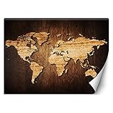 Feeby Vlies Fototapete Uv Gel Druck Holz Kontinente Geographie 368x254 cm Braun...