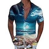 Männer Casual Kurzarm Frühling Sommer Turndown Neck 3D Gedruckt Shirts Mode Top Bluse...