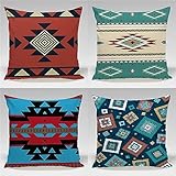 4er Set Boho Kissenbezug 40x40 cm mit Komfortabel Muster Design, soft Beidseitig...