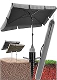 Menz Sonnenschirm Strand 3-IN-1 SET - UV50+ Strandschirm windfest stabil rechteckig +...