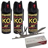 3 (DREI) Dosen Tierabwehrspray Pfefferspray KO Jet mit je 50 ml + gratis 1 Multitool Key...