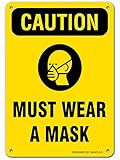 Blechschild Warnung: Maskenpflicht Metallschild Wandschild Türschild Tin Sign Vintage...