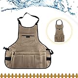 XCOZU Multifunktional Gartenschürze Khaki, wasserdichte Werkzeugschürze mit Taschen,...