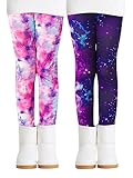 Adorel Mädchen Leggings Winter Dick Gefüttert Hosen 2er-Pack Galaxis Rosa & Violett 128...