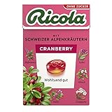 Ricola Cranberry, 50g Böxli original Schweizer Kräuter-Bonbons mit 13 Alpenkräutern &...