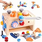 Holzspielzeug Werkzeugkoffer Kinder 38 Stück Kinderspielzeug Werkzeugkasten DIY Werkzeug...