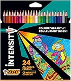 BIC Intensity Buntstifte, Dreikant-Malstifte, Farbstifte zum Malen in 24 Farben, im Karton...