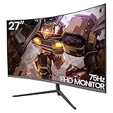 CRUA 27 Inch 75Hz Curved Gaming Monitor, Full HD 1080P 1800R Frameless Computer Monitor,...