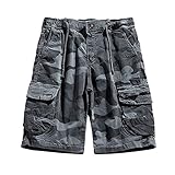 ToySdeal Lässige Herren-Shorts mit elastischer Taille, entspannte Passform, Baumwolle,...