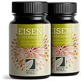 Eisentabletten hochdosiert 2x180 mit 40 mg Eisen + Vitamin C (40mg) aus Hagebutten - Eisen...