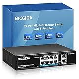 10 Port Gigabit PoE Switch, Nicht verwaltet mit 8 Ports, IEEE802.3af/at PoE+@120W, 2 x 1G...