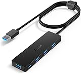 Aceele USB Hub 3.0 mit verlängertem 120cm Kabel, Ultra dünn USB Hub auf 4 USB 3.0...