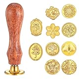 Ouligay Wachssiegel Stempel Set, 10 Stück Klassischer Siegelstempel Set mit Holzgriff,...