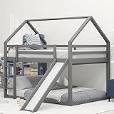 Moimhear Doppelbett Kinderbett Hausbett Etagenbett mit Rutsche und Leiter, Kinderzimmer...