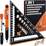 5-in-1 Zimmermannswinkel Winkelmesser Anschlagwinkel - Inkl. Tieflochmarker -...