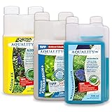 AQUALITY Aquarium 3er Starter- & Pflege-Sparset (Algenvernichter, Wasseraufbereiter,...