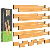 ANTOWIN Schubladentrenner Verstellbar Bambus (43-56 cm), Schubladen organizer, gefedert,...