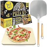 Loco Bird Pizzastein für Backofen & Gasgrill inkl. Pizzasschieber - 3er Set - Pizzastein...