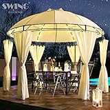 Swing & Harmonie Luxus Pavillon mit LED Beleuchtung - Hochwertiges Gartenzelt - Robustes...