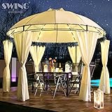 Swing & Harmonie Luxus Pavillon mit LED Beleuchtung - Hochwertiges Gartenzelt - Robustes...