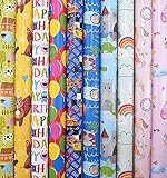 10 Rollen Kinder Geschenkpapier, Geburtstag, Feier Neutral 2m x0,7m, Geschenkverpackung