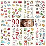 Tattoo Kinder 90 Blätter Temporäre Tattoos Set Kindertattoo Sticker Wasserdichte fake...