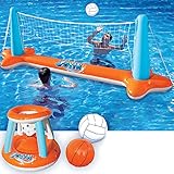 Aufblasbare Pool Float Set, Volleyballnetz & Basketballkörbe & Bälle für Kinder und...