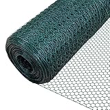 Drahtzaun Sechskantgeflecht, Maschendrahtzaun, 1x25m, Maschenweite 25mm, PVC-Beschichtet...