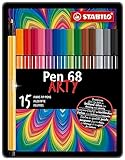 Premium-Filzstift - STABILO Pen 68 - ARTY - 15er Metalletui - mit 15 verschiedenen Farben