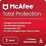 McAfee Total Protection 2023 | 1 Gerät | Virenschutz- und Internet-Sicherheitssoftware |...