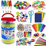 ALARAK Bastelset Kinder, 1300PCS DIY Basteln, Bastelkoffer, Bastelbedarf, Bastelmaterial...