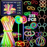 Amzeeniu 275 Stück Knicklichter Party Set Glow Sticks Leuchtstäbe Neon Party...