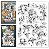 CHGCRAFT Mandala Marine Life Clear Stamps Seepferdchen Meeresschildkröte Delfin Quallen...