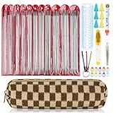 Aeelike Stricknadeln Set mit Strickzubehör und Tasche, 2mm - 6,5mm Edelstahl Doppelspitz...